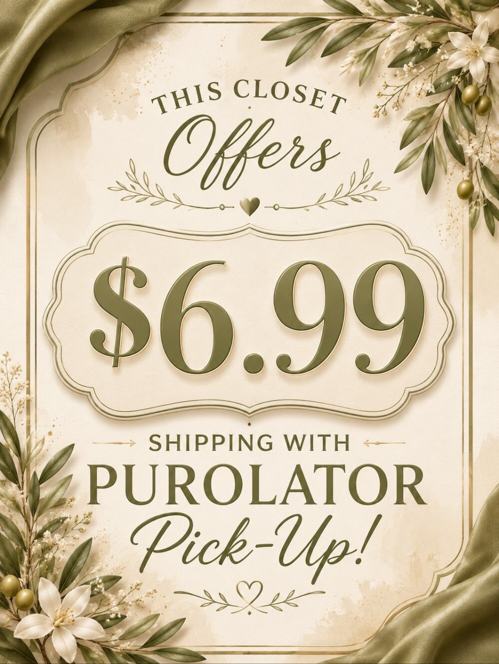 $6.99 Purolator Pick-Up Shipping Available